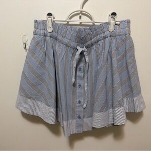aerie Blue & White Striped Button-Front Skater Skirt